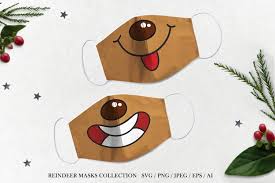 Download Cute Cartoon Christmas Reindeer Mask Svg Png 1013697 Illustrations Design Bundles