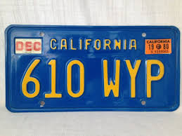 Black And Yellow California License Plate Frame Vintage California Car Automobile License Plate Collectible Plate 1980 Vintage California Collectable Plates License Plate