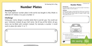 Number plate regulations have altered a number of times since they were first introduced way back at the start of the twentieth century. Personalised Number Plate Worksheet Worksheet