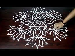 How To Draw Beautiful Lotus Rangoli With 5 X 3 Dots Step By Step Easily Fashio Simple Rangoli Designs Images Rangoli Designs With Dots Rangoli Kolam Designs