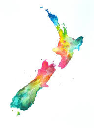 New Zealand Map Watercolour Google Search New Zealand Tattoo Watercolor Paintings For Beginners Maori Symbols