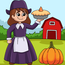 Thanksgiving Pilgrim Girl Cartoon Illustration 8208946 Vector Art at  Vecteezy
