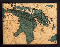 Lake Huron 3 D Nautical Wood Chart 16 X 20