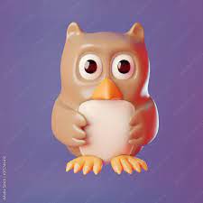 3d cartoon wise old owl wings held in front, 3d illustration Stock  Illustration | Adobe Stock