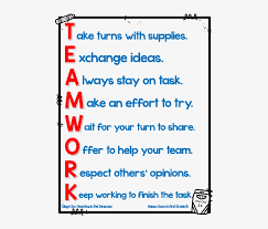 The word used for the acrostic can be the name of the person you are writing the acrostic about, a message such as happy birthday or a theme such as acceptance, love or hope. Teamwork Acrostic Poem Anchor Chart Acrostic Poems For Teamwork Free Transparent Png Download Pngkey