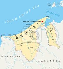 Dies ist eine zunahme von 1,57% (397.018 personen) gegenüber 25.352.351 einwohnern im vorjahr. Brunei Politische Karte Mit Hauptstadt Bandar Seri Begawan Nationale Fototapete Fototapeten Serie Sultanat Souveran Myloview De