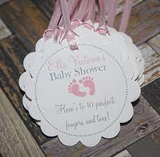 25 Tags Scallop Baby Shower Favor Tag With Ribbon Pink Gold Personalized Baby Feet Footprint Ten Little Fingers And Toes Nail Polish Baby Shower Favors Baby Shower Favor Tags Baby Shower
