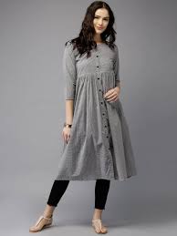 buy moda rapido women grey white printed a line kurta