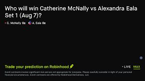 August 7, 2026: Catherine McNally vs Alexandra Eala: Set 1 Winner Tennis Prediction Market