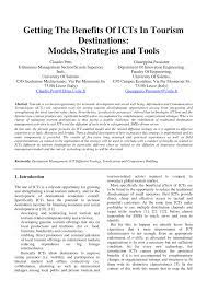 Pdf Getting The Benefits Of Icts In Tourism Destinations Models Strategies And Tools