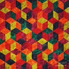 If a shape is surrounded by a no. 3d Cube Geometric Pattern Mixed Media By Asad Ponir