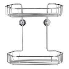 No Drilling Required Draad Rustproof Solid Brass Shower Caddy 11 In Double Shelf Angled In Chrome Dk240 Chr The Home Depot