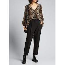 Ganni Pleated Georgette Leopard-Print Blouse - female - LEOPARD - Size: 34  FR (2 US) in 2021