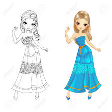 Vestidos de novia para dibujar a lapiz con imagenes vestidos. Dibujo Para Colorear Ilustracion Vectorial De La Hermosa Nina Boho En Vestido De Verano Largo Ilustraciones Vectoriales Clip Art Vectorizado Libre De Derechos Image 68493513