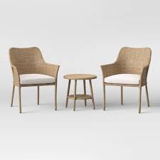 3pc Faux Bamboo Patio Chat Set Brown Threshold Faux Bamboo Patio Dining Chairs Furniture