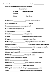 Tener Conjugations Worksheets Teaching Resources Tpt