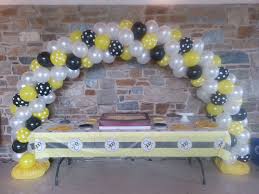 Birthday Black And White Balloons Decorations Yellow And Black Polka Dots And Pearl White Balloons Balloon Arch By Extra Pop By Yolanda Balloon Decorations Balloons Black Balloons