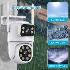 Cámara de seguridad inteligente para hogar, 8MP, doble lente, WIFI, PTZ, visión nocturna en Color, CCTV inalámbrico para exteriores, cámara de vigilancia Wi-Fi Eseecloud - AliExpress
