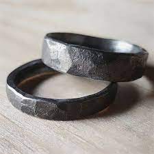 Rustic Forged Hammered Iron Ring Unique Men S Ring Made Etsy Unique Mens Rings Iron Jewelry Rings For Men