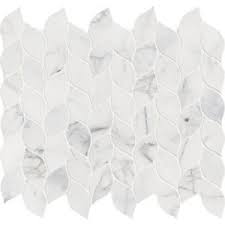 Msi Calacatta Blanco 12 In X 13 In X 10mm Polished Marble Mesh Mounted Mosaic Tile 10 80 Sq Ft Case Calbla Pol10mm Marble Mosaic Tiles Mosaic Tiles Marble Mosaic