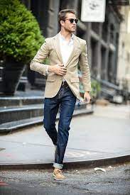 O elige un estilo más delgado con los skinny jeans y los slim jeans. Men S Beige Blazer White Long Sleeve Shirt Navy Skinny Jeans Beige Suede Boat Shoes Mens Fashion Classy Mens Fashion Blazer Business Casual Outfits
