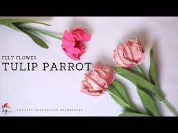 Tutorial Cara Membuat Tulip Dari Kain Flanel How To Make Felt Flower Tulip Youtube Bunga Kain Tenun Kain Flanel Bunga Kertas
