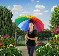 Whole sale auto open logo printed 23inch 16k rainbow umbrella with J  rainbow plastic handle