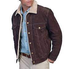Scully Men S Boar Suede Pilot Jacket Black Fur Denim Jacket Denim Jacket With Fur Leather Outerwear