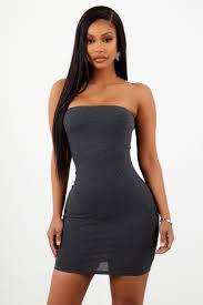 Grey Basic Strapless Dress Tube Top Dress Top Dress Outfit Tube Dress Outfit