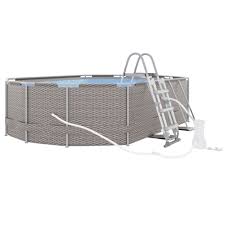 Outsunny 14' x 10' x 3' Above Ground Swimming Pool, Non-Inflatable  Rectangular Steel Frame Pool with Filter Pump, Safety Ladder for 1-6  People, Gray | Aosom.com
