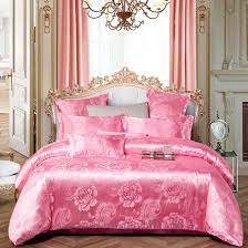 This set includes one 86x86 comforter and two 20x26 shams. China Luxury Europea Style Floral Collection Light Pink Color Silk Like Satin Bedspreads Bedroom Set Jacquard Bedding Set China Jacquard Bedding And Jacquard Bedding Set Price
