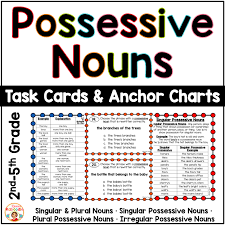 possessive nouns task cards and anchor charts