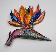 VAL Hunt of ArtHunt a creative recycling artist What's On current  exibitions of Jewellery and Hats from drink cans and selected rubbish.