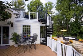 If your deck is more than about 8 (203 mm) off of the ground, you will need stairs for your deck, even if it is only a single step. Roof Deck Spiral Stair Houzz