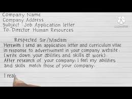 Sample email for a job application. How To Write Job Application Letter Youtube