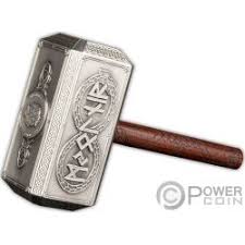 There are 100cm in a meter, and judging by how far the armor plates stick out from the spartan's body, i'd say the average thickness of the mjolnir is about 1 cm (a little less than 1/2in). Thor Hammer Mjolnir Silver Coin 10 Solomon Island 2021 Power Coin