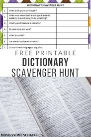 Have A Little Fun As A Family While Learning With This Free Printable For A Dictionary Scavenger Hunt You Can U In 2020 Scavenger Hunt Fun Definition Family Fun Night