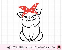 Pig Bandana Svg Png Baby Pig With Bandana Svg Clipart Pig With Etsy Cute Pigs Create Digital Product Baby Pigs