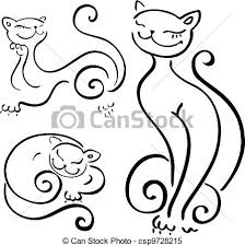 Lustige Katzen Zeichnen Sammlungen Vektor Illustration Isoliert Canstock