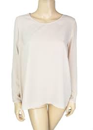 Pleione Beige Back Cutout Long Sleeve Shirt Blouse Size 6 S