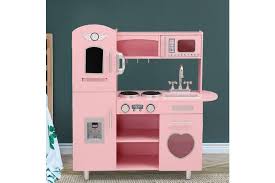Constructed by solid pine wood and mdf, our kitchen playset is durable and stable for your children to play. Keezi Kids Kitchen Set Pretend Play Food Sets Childrens Utensils Wooden Toy Pink Matt Blatt