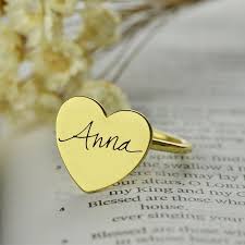 Gold Heart Signet Ring With Your Signature Much Like Their Fing Moissanite Engagement Ring White Gold Yellow Gold Engagement Rings Tourmaline Engagement Ring