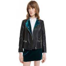 Sandro Vitaa Inverted Velvet Leather Jacket At Sandro Us Leather Jacket Jackets Sandro