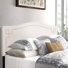 Attach the headboard flanges to the headboard bracket channels. Amazon Com Adeco Queen Upholstered Headboard School House White Fabric Headboard Panel For Queen Beds With Nailhead Trim Adjustable Height From 48 To 52 5 Cabecero Tapizado Queen