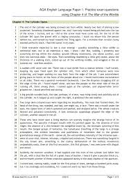 The writer is with her friend and they go for a walk around the garden before they have dinner. Aqa English Language Paper 1 Practice Exam Questions Using Chapter 4 Of The War Of The Worlds