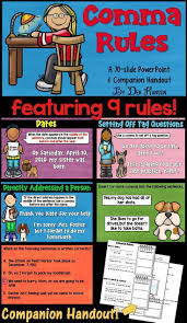 Commas Powerpoint This Powerpoint Teaches 9 Different Comma Rules And It Includes A Companion Handout Comma Rules Fifth Grade Writing 3rd Grade Writing
