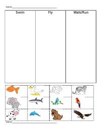 Animal Movement Sort Como Se Mueven Los Animales Sorteo Spanish Tpt