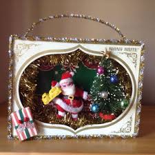 Vintage Christmas Ornament Box Diorama Shadow Box Hand Made Kitschy Decoration Christmas Diorama Vintage Christmas Ornaments Vintage Christmas
