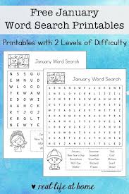Free January Word Search Printable Puzzle Set For Kids Free Homeschool Printables Winter Activities For Kids First Grade Words