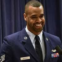 Staff Sgt. Naamon D. Johnson addressed the crowd at